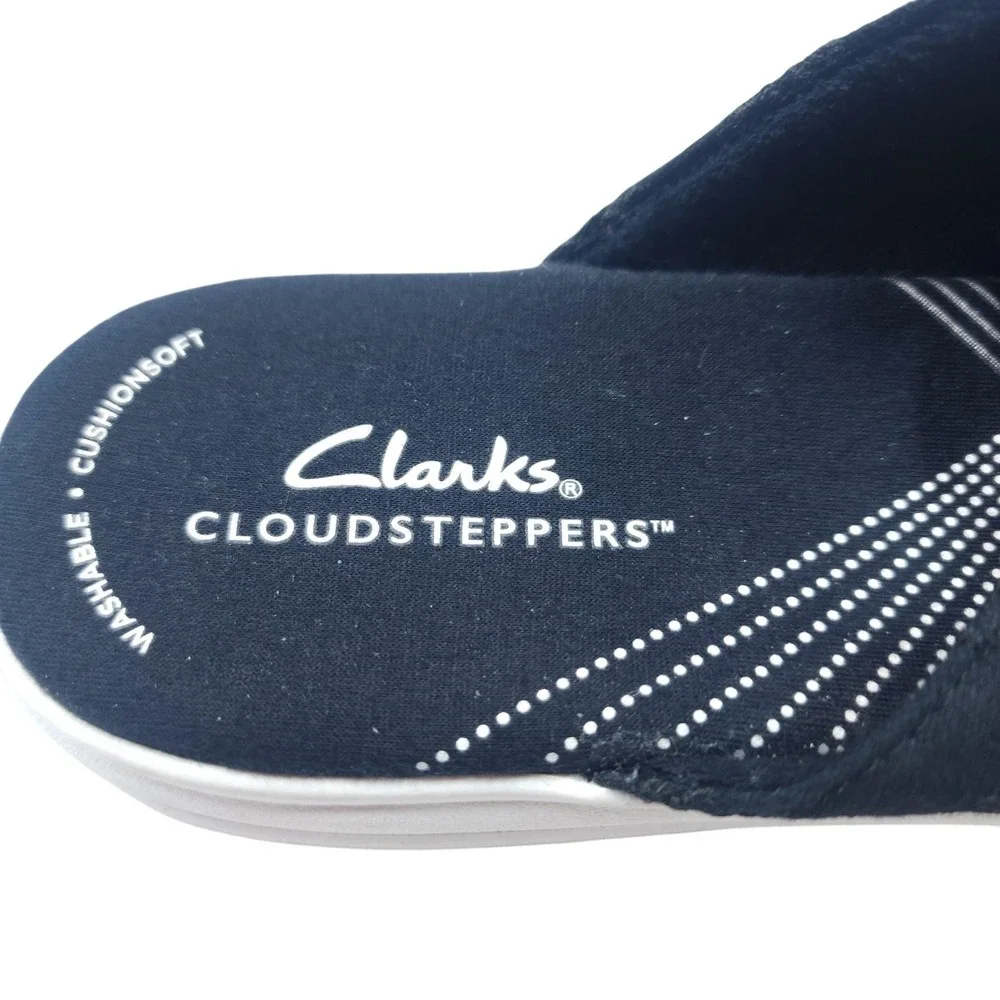 Clarks Cloudsteppers Mule Shoes Womens Size 10 Black Floral Slip On Comfort - Picture 4 of 8